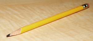 Yellow pencil with sharpened lead point.